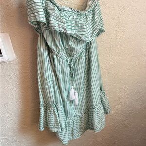 American Eagle Outfitters Mint Striped strapless Dress